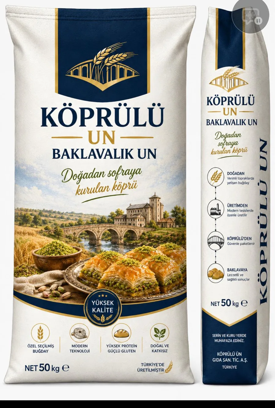 Köprülü Baklavalık Un 50 kg ambalajı