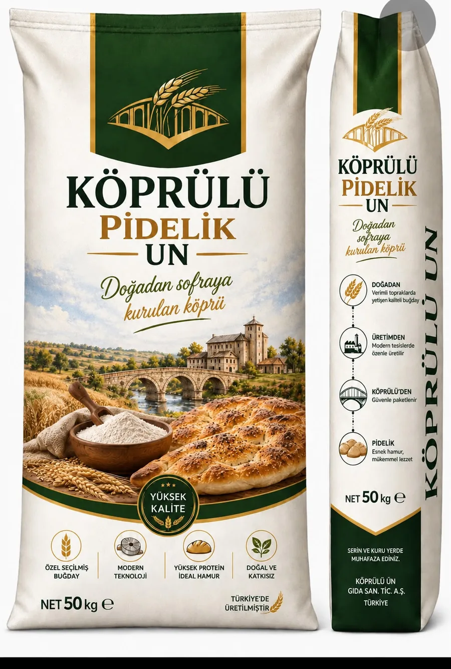 Köprülü Pidelik Un 50 kg ambalajı